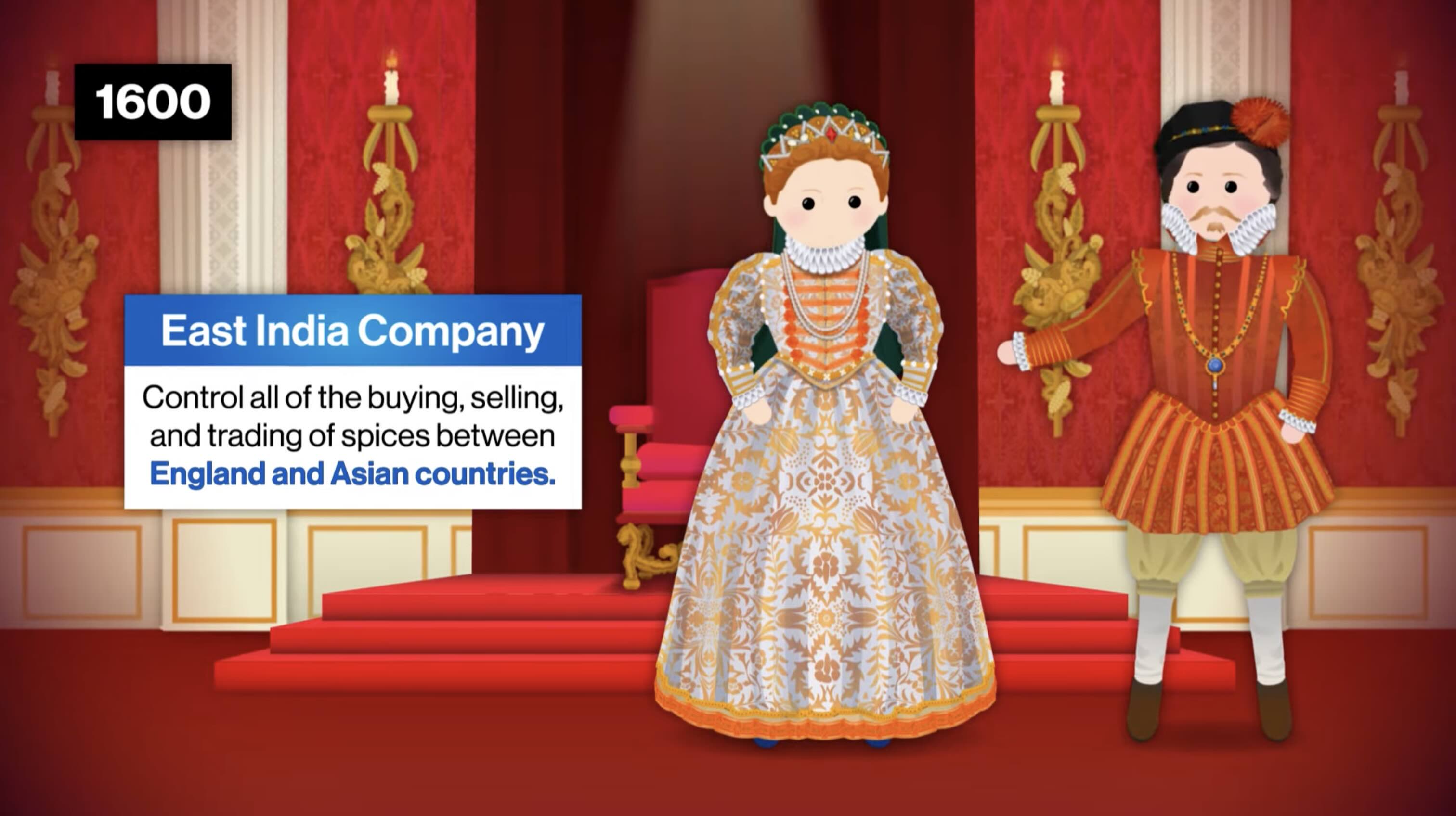 Frame from an illustrated Study Hall Modern World History video.