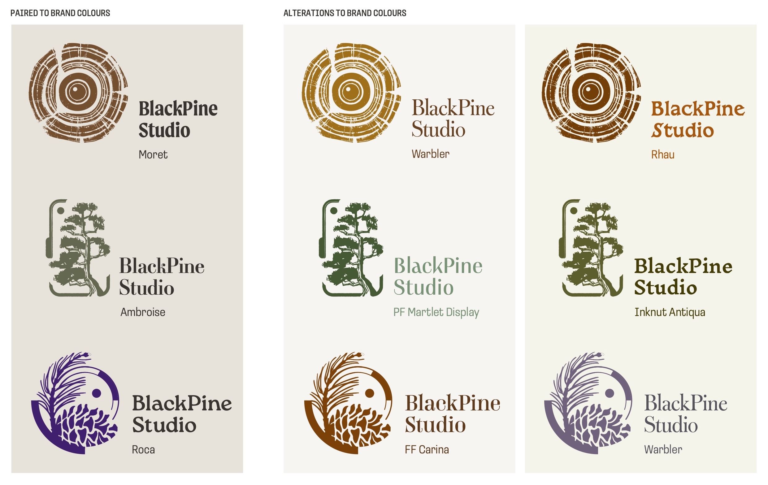 Logo design revisions for Black Pine Studio.