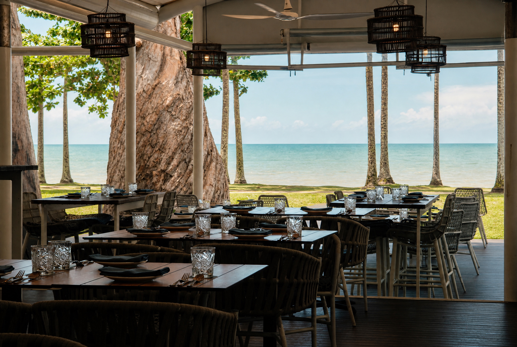 Flaminia restaurant interior with harbour views at Circular Quay Sydney