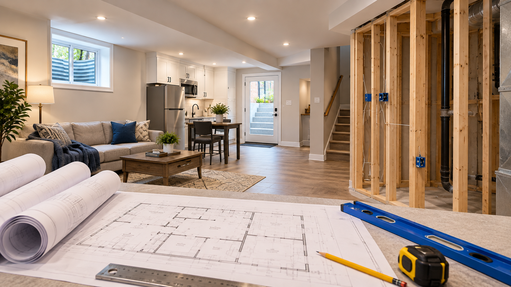Residential renovation with permit drawings, framing and an exterior entrance