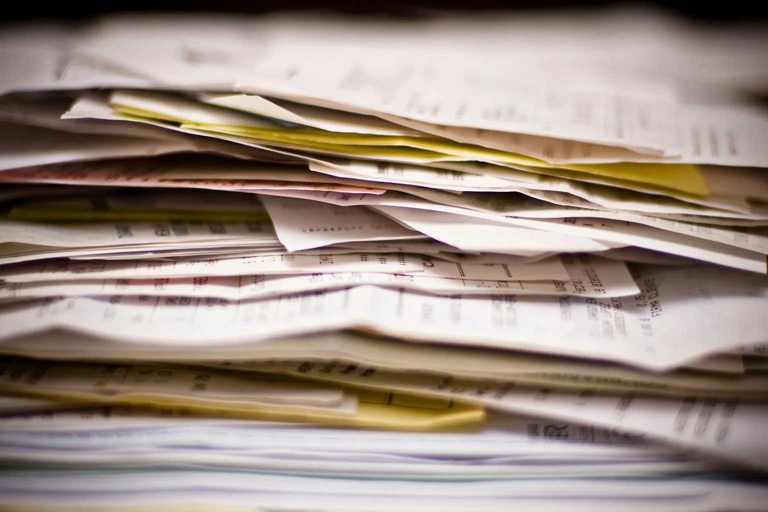 A tall stack of papers