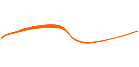 Orange curved flowing line on a transparent background.