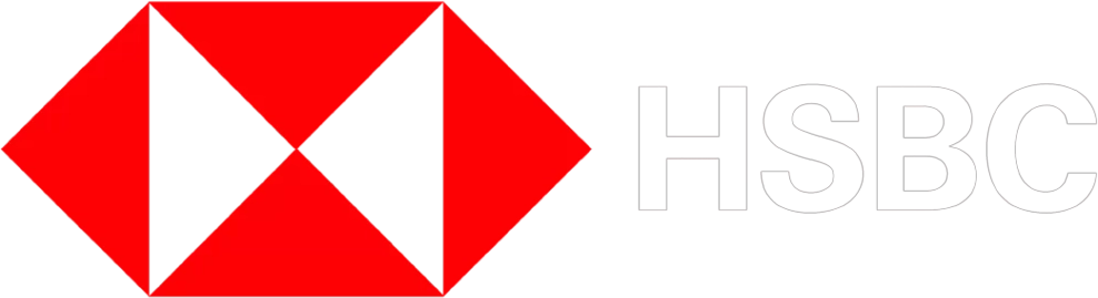 HSBC logo with red and black hourglass shape to the left of black letters HSBC