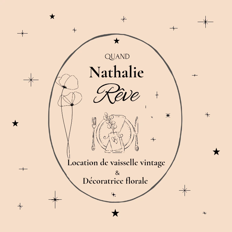Logo Quand Nathalie Rêve — location de vaisselle vintage et décoratrice florale