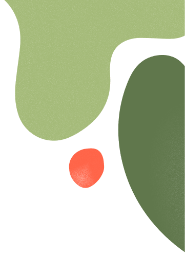 Abstract vormen in groen en oranje met een korrelige textuur op zwarte achtergrond.