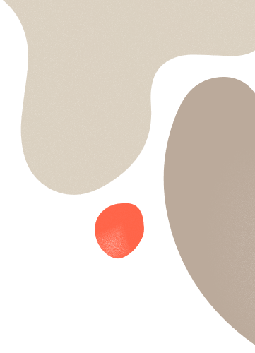 Abstrakte organiske former i beige, brune og orange på sort baggrund.