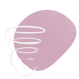 Witte spiraalvormige lijnen voor een roze asymmetrische blob op een witte achtergrond.