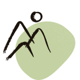 Abstract afbeelding van twee menselijke figuren in zwart met een groene onregelmatige vorm op de achtergrond.