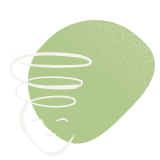 Witte spiraalvormige lijnen met pijlen over een groene, amorfe achtergrondvlek.