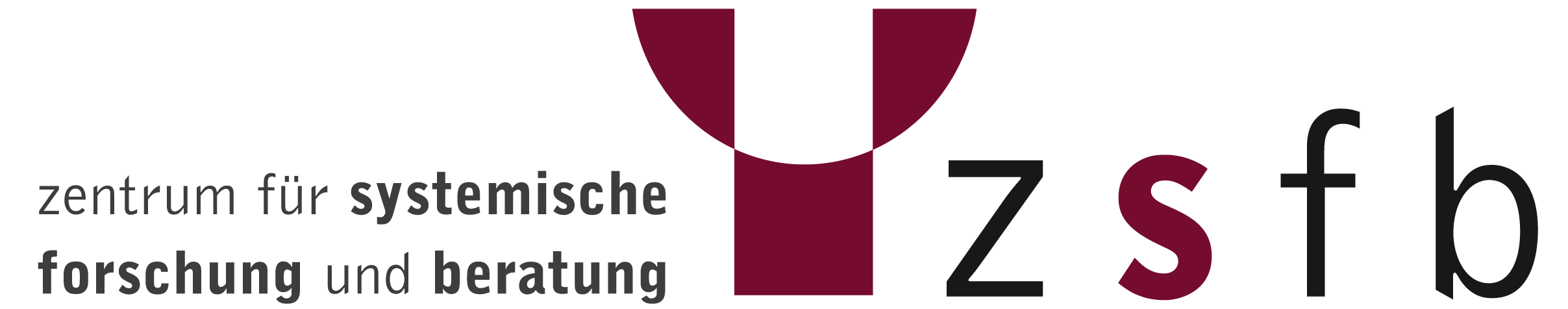 Logo des Zentrums für systemische Forschung und Beratung mit Symbol und Buchstaben z s f b.