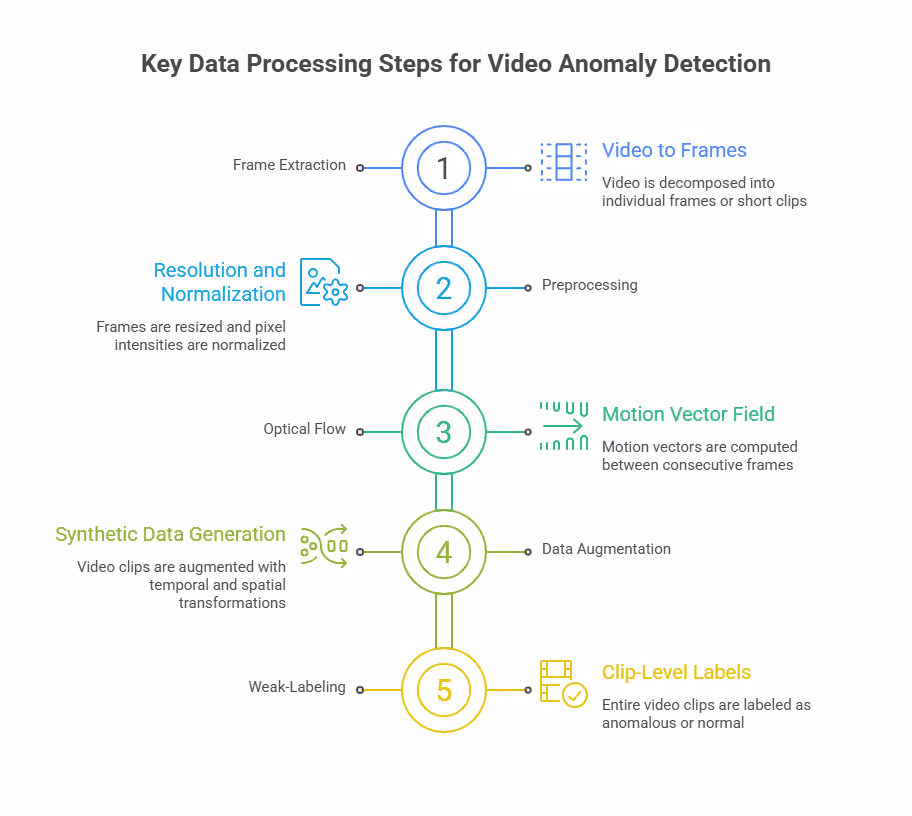 Key Data Processing Steps for Video Anomaly Detection