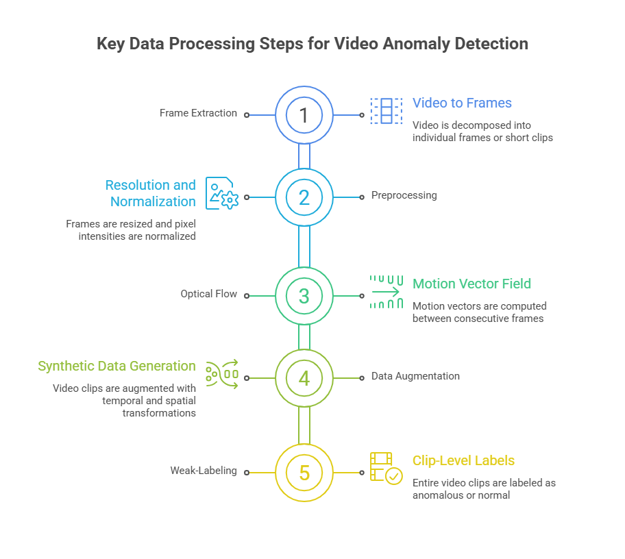 Key Data Processing Steps for Video Anomaly Detection