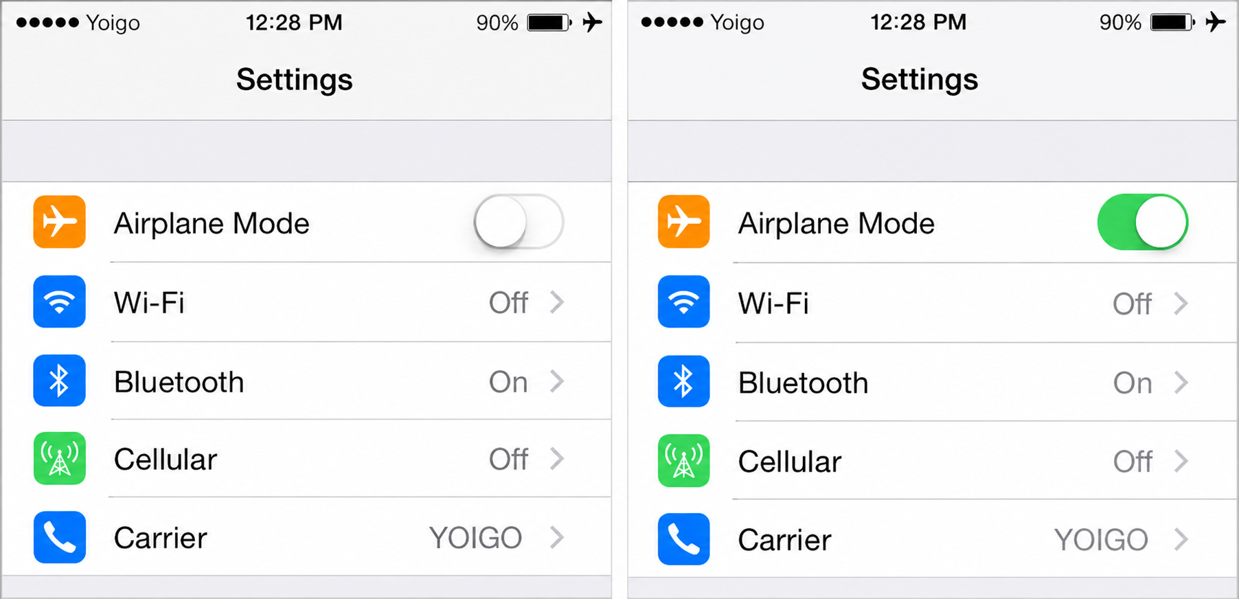 Smartphone screen showing data roaming settings