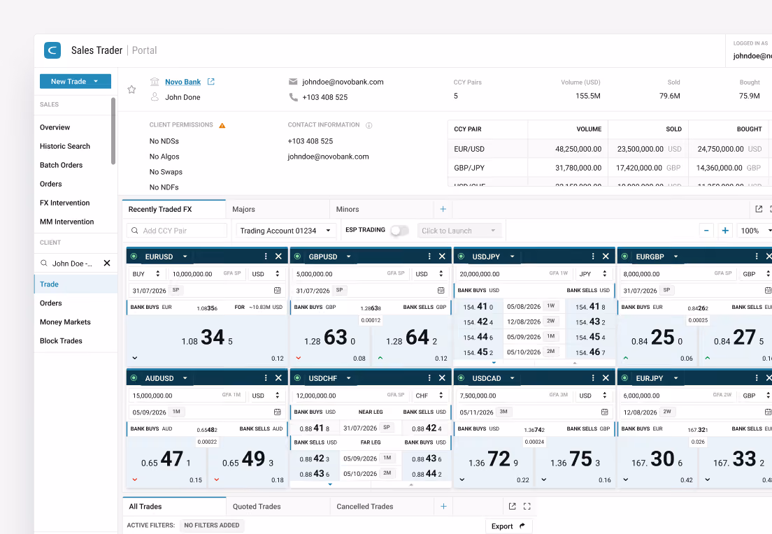 Screenshot showing trading on the behalf of a client