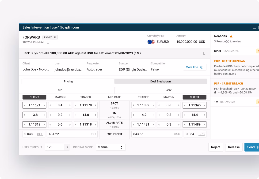 Screenshot of an intervention workflow