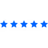 Five blue stars in a row representing a five-star rating.