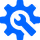 Blue gear with a wrench inside, symbolizing settings or repair.
