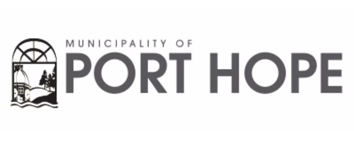 Municipality of Port Hope logo with stylized window, building, tree, and water elements.