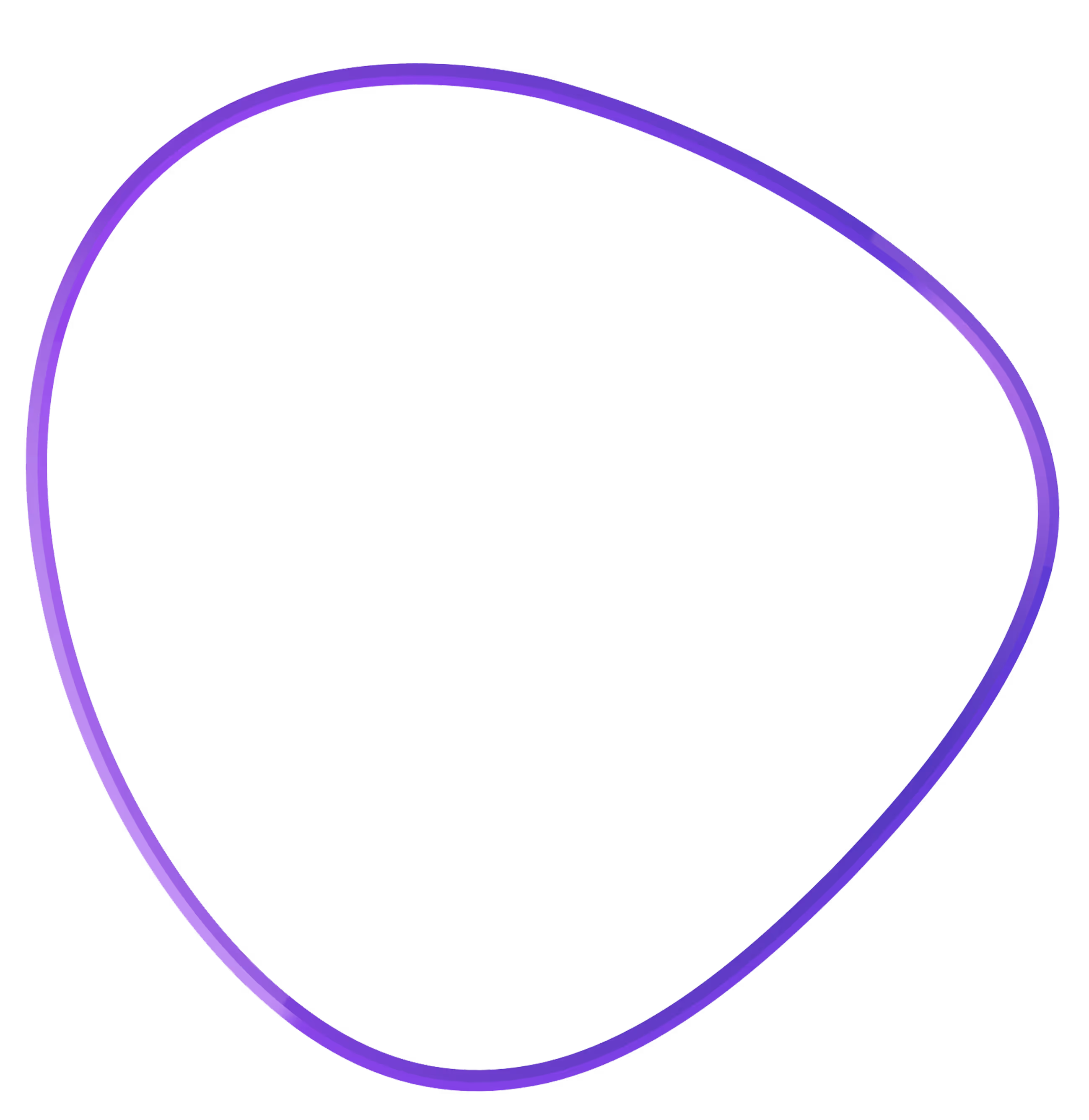 Purple glowing irregular circular ring shape on a black background.