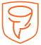 Icône orange représentant un cylindre vide avec un symbole de tornade à l'intérieur.