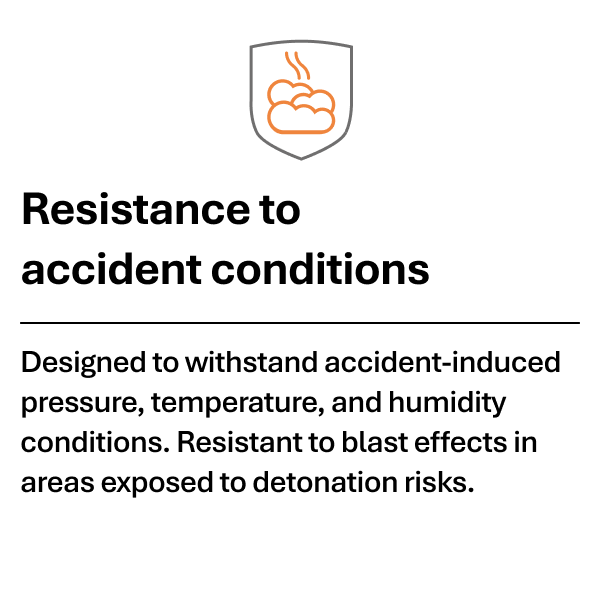 Icône de nuage avec fumée au-dessus du texte sur la résistance aux conditions d'accident.