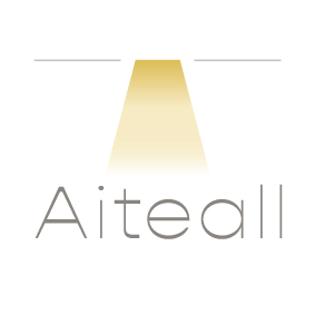 Aiteall logo with a gold gradient triangle above the word Aiteall in thin gray letters.