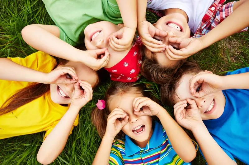 children playing glass