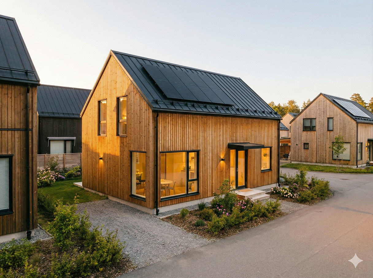 image of solar panels on rooftops for a green tech/cleantech company