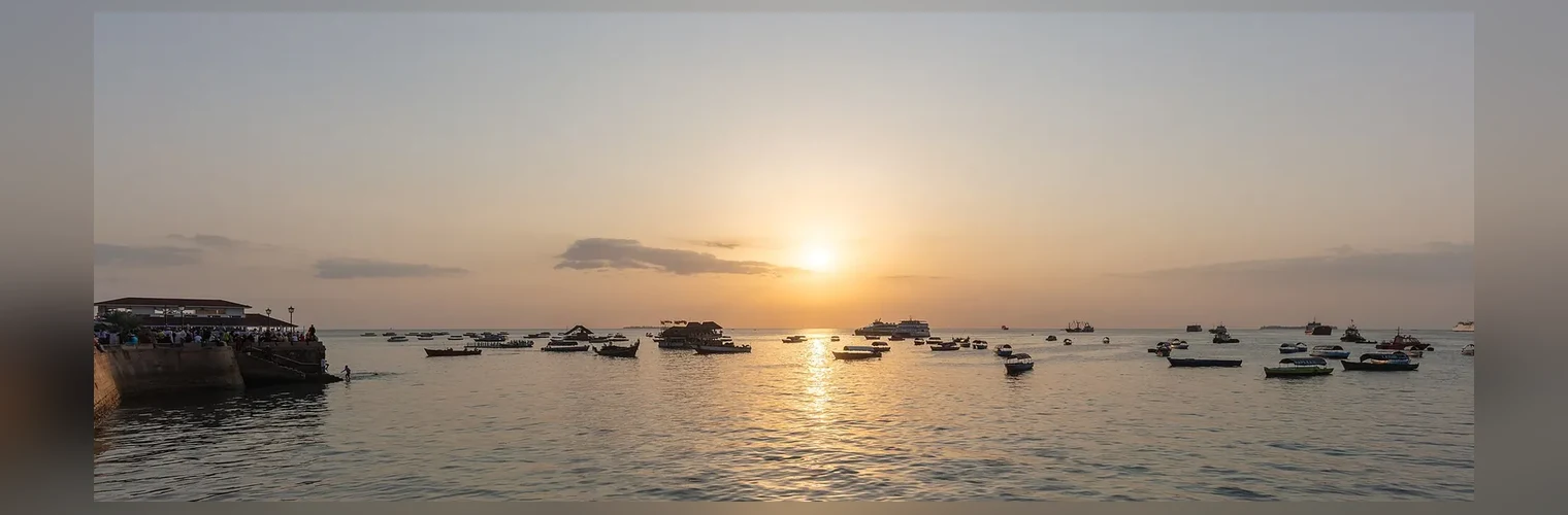 Panorama portu i zabytkowej dzielnicy Stone Town na Zanzibarze, Tanzania