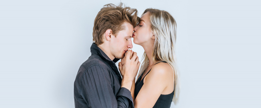 a man and a woman embracing