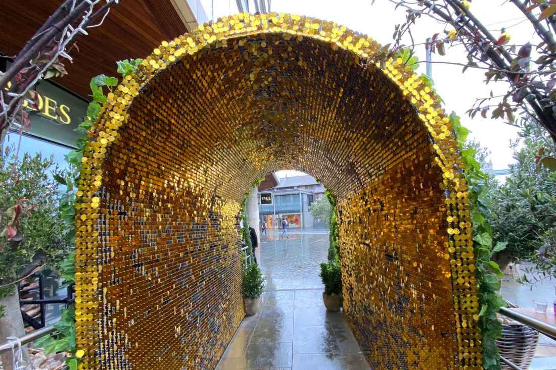 gold sequin panel arches