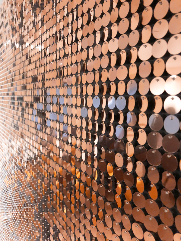 A close-up of the rose gold sequins we made for Tresemmé.
