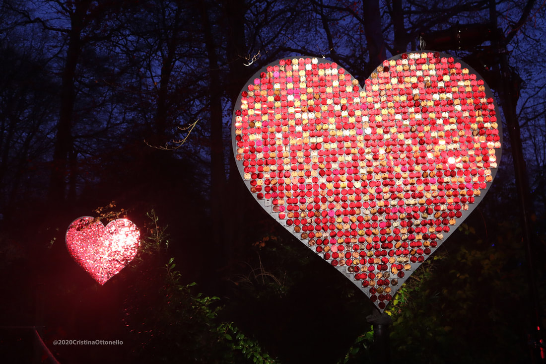 two red and gold sequin hearts