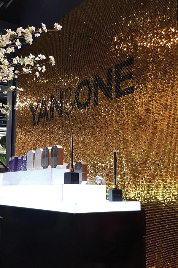 side view of large display for large retail chain.
