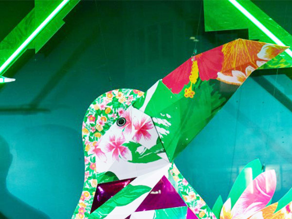 A close up of a toucan model used in visual merchandising