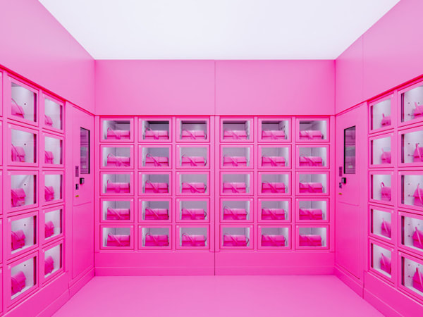 An interactive shop window display by Jacquemus, and international fashion brand.