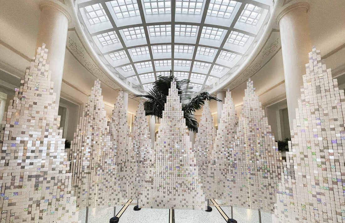 White sequin Christmas trees