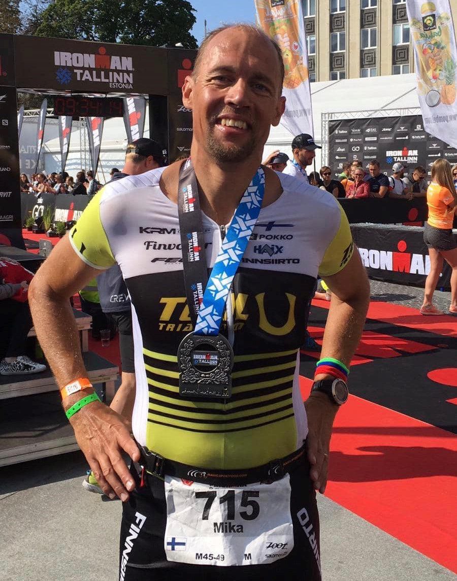 Mika Luoto after finishing an Ironman triathlon