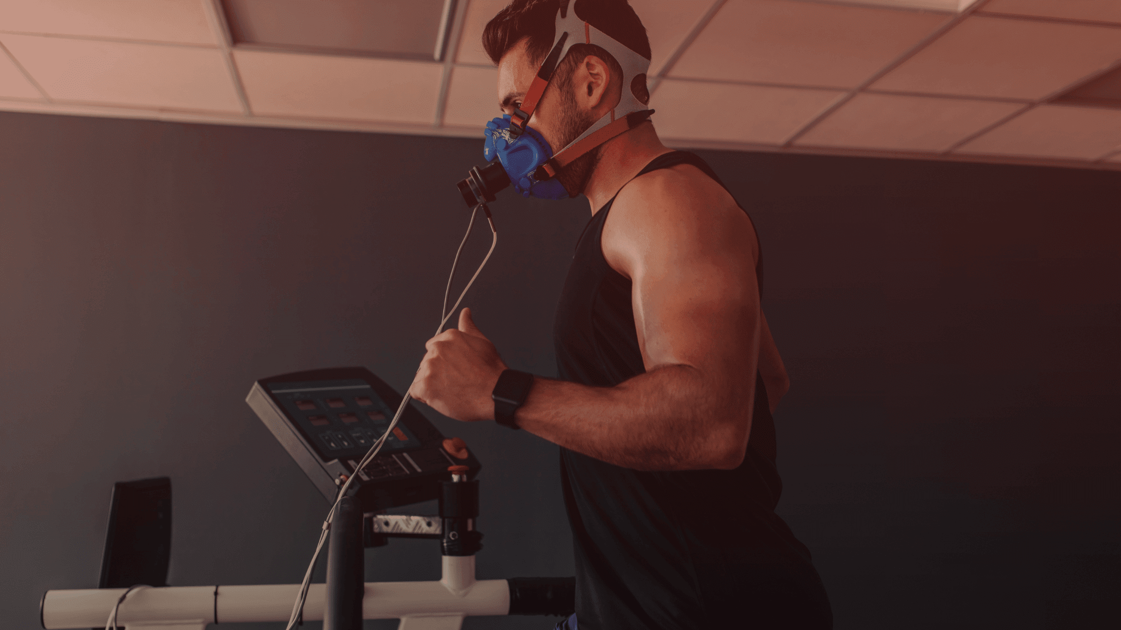 Running athlete measuring VO2max