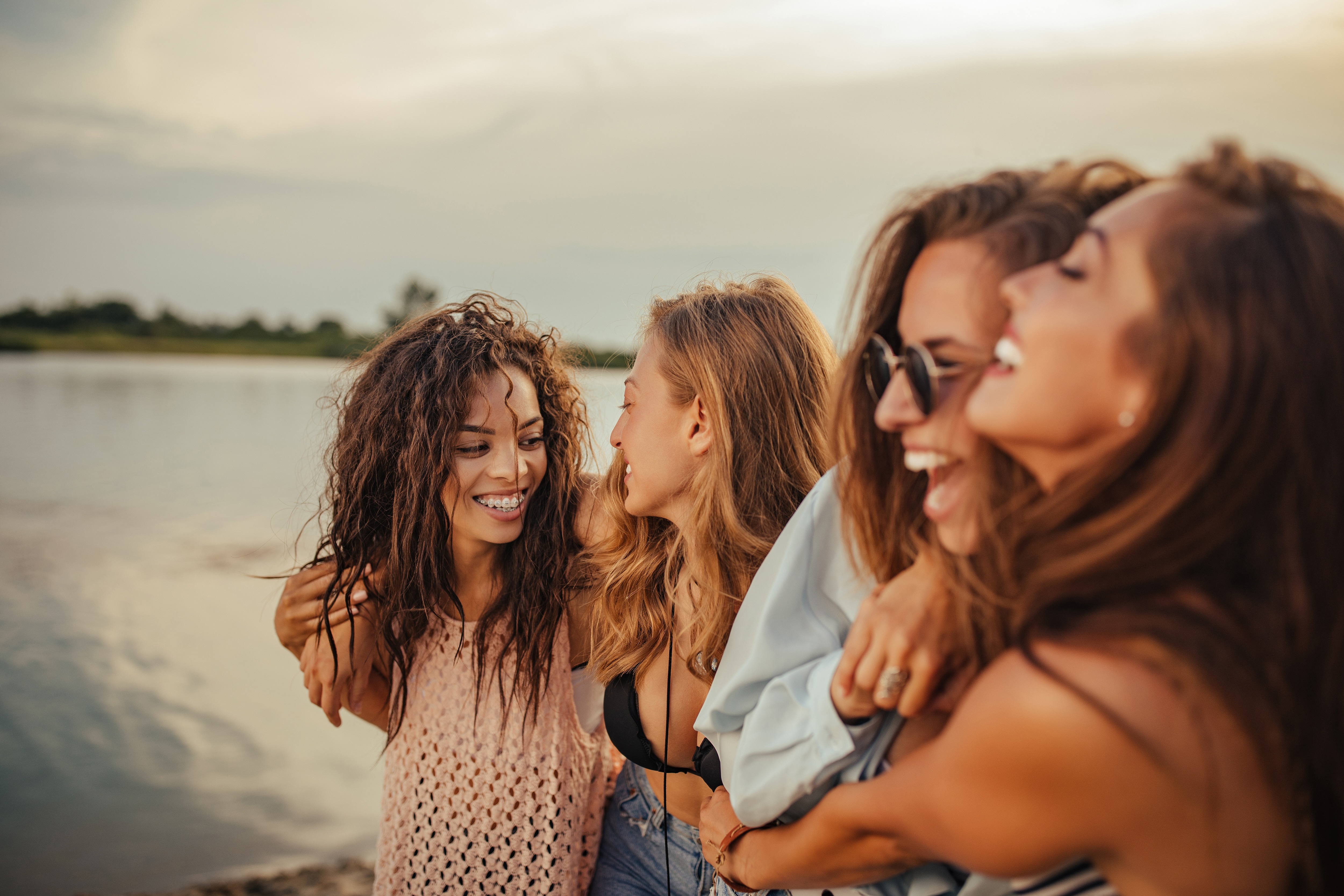Girls laughing stock image