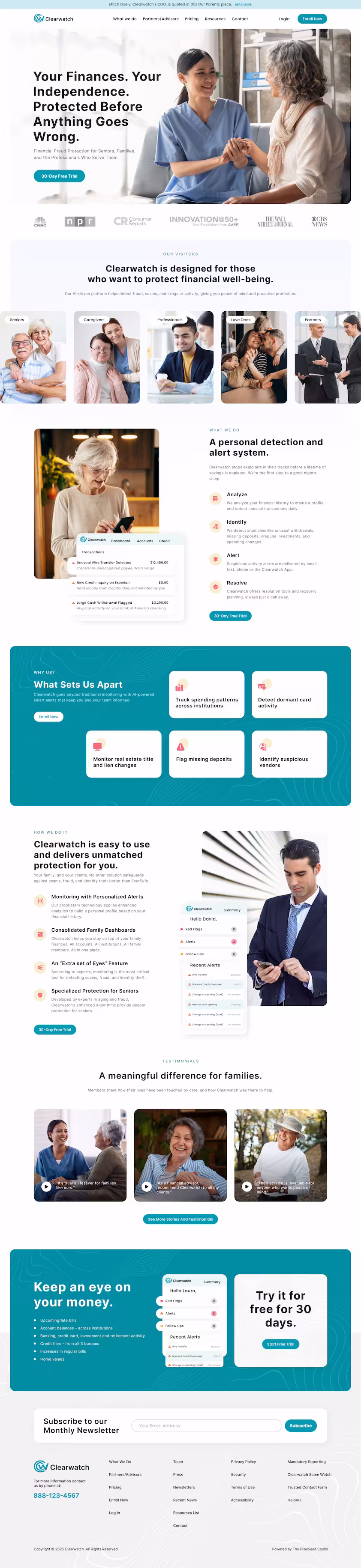 Clearwatch homepage mockup