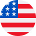 Circular icon of the United States flag with stars and red and white stripes.