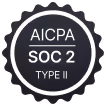 SOC 2 Type 2 compliance badge with a circular border and dot pattern around edges.