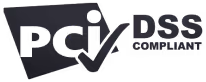 PCI DSS compliant icon with a shield, indicating data security standards compliance.
