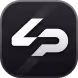 White stylized letters LP on black rounded square background logo.