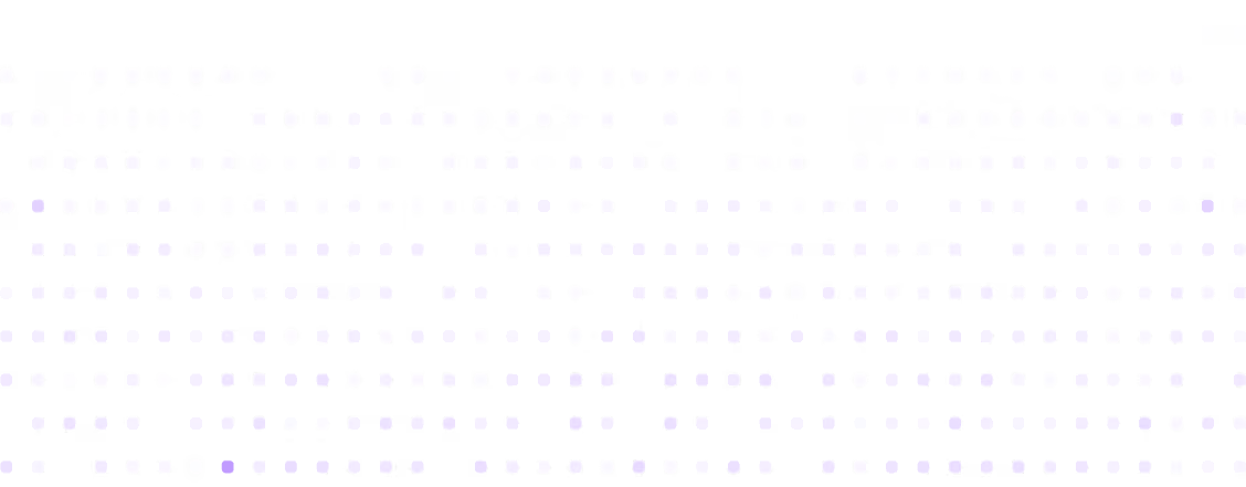 Black background with rows of purple and pink glowing dots arranged in a grid pattern.