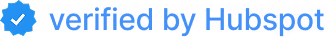 Blue checkmark icon followed by the text 'verified by Hubspot' in blue.