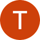 White capital letter T centered on a red circular background.