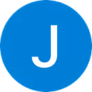 Blue circle with a white capital letter J in the center.