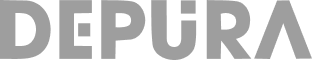 DEPURA brand name in stylized uppercase gray letters on a white background.